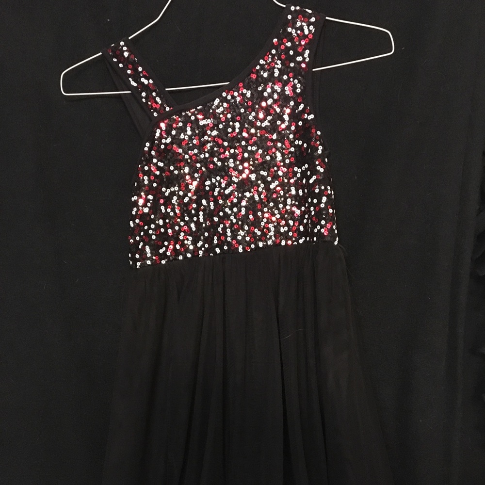 Black off shoulder dress with sequins